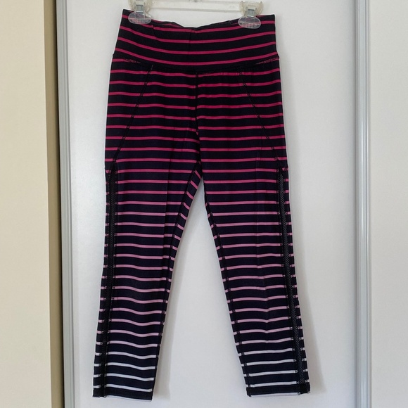 Betsey Johnson Pink Stripe Activewear Leggings - Picture 1 of 7